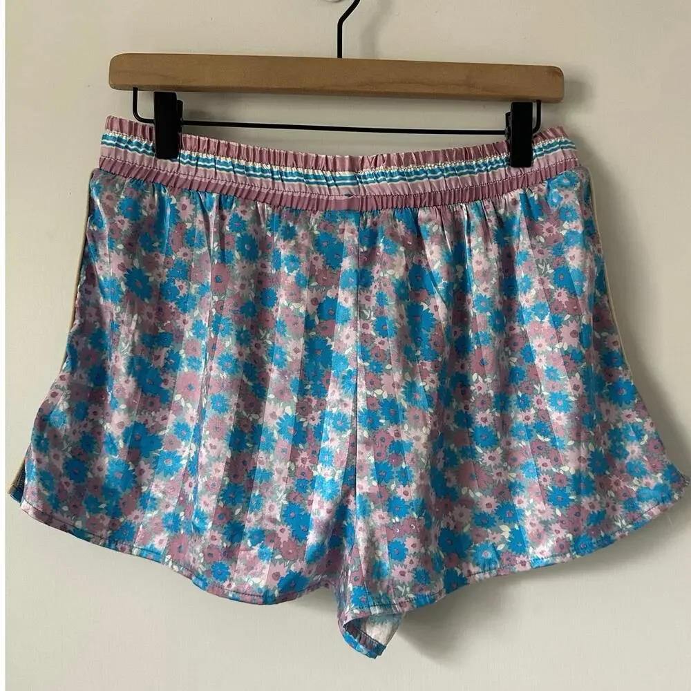 Free People Pillow Talk Floral Pajama Satin Shorts size Small